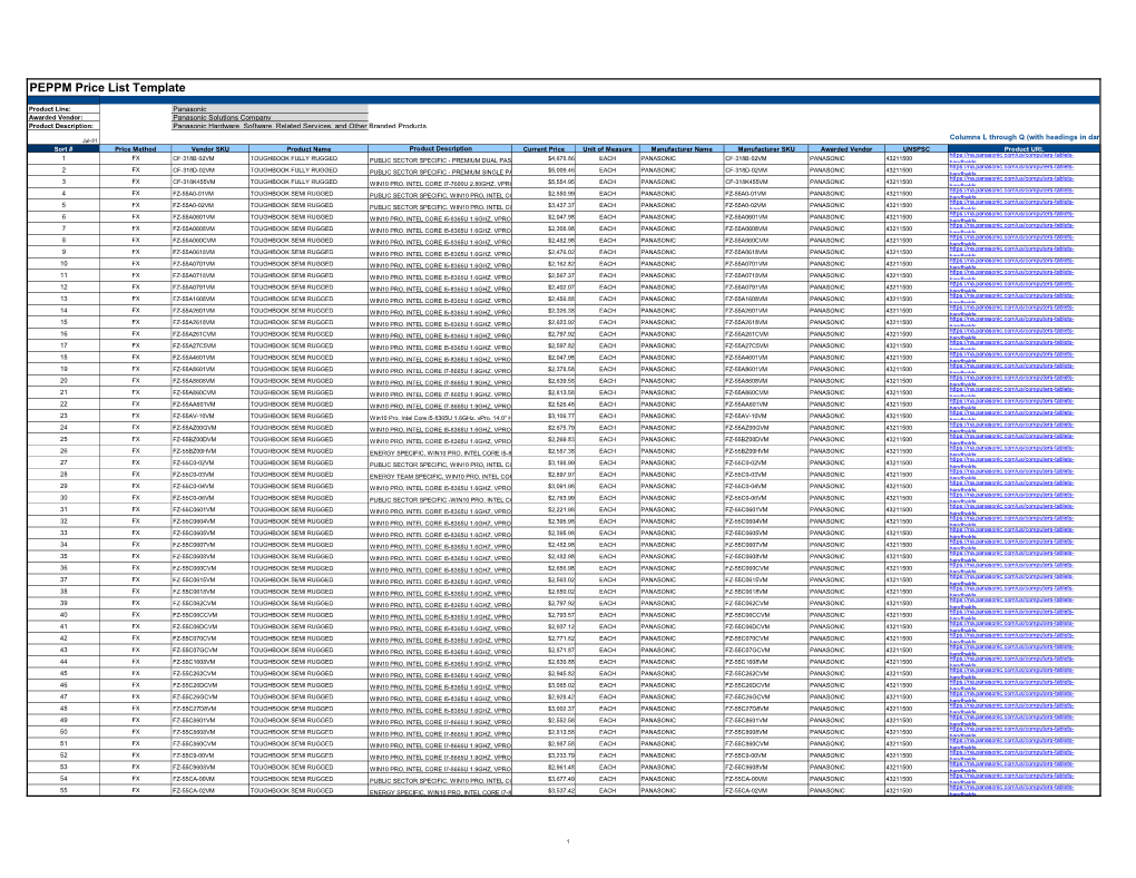 PEPPM Pricelist Template