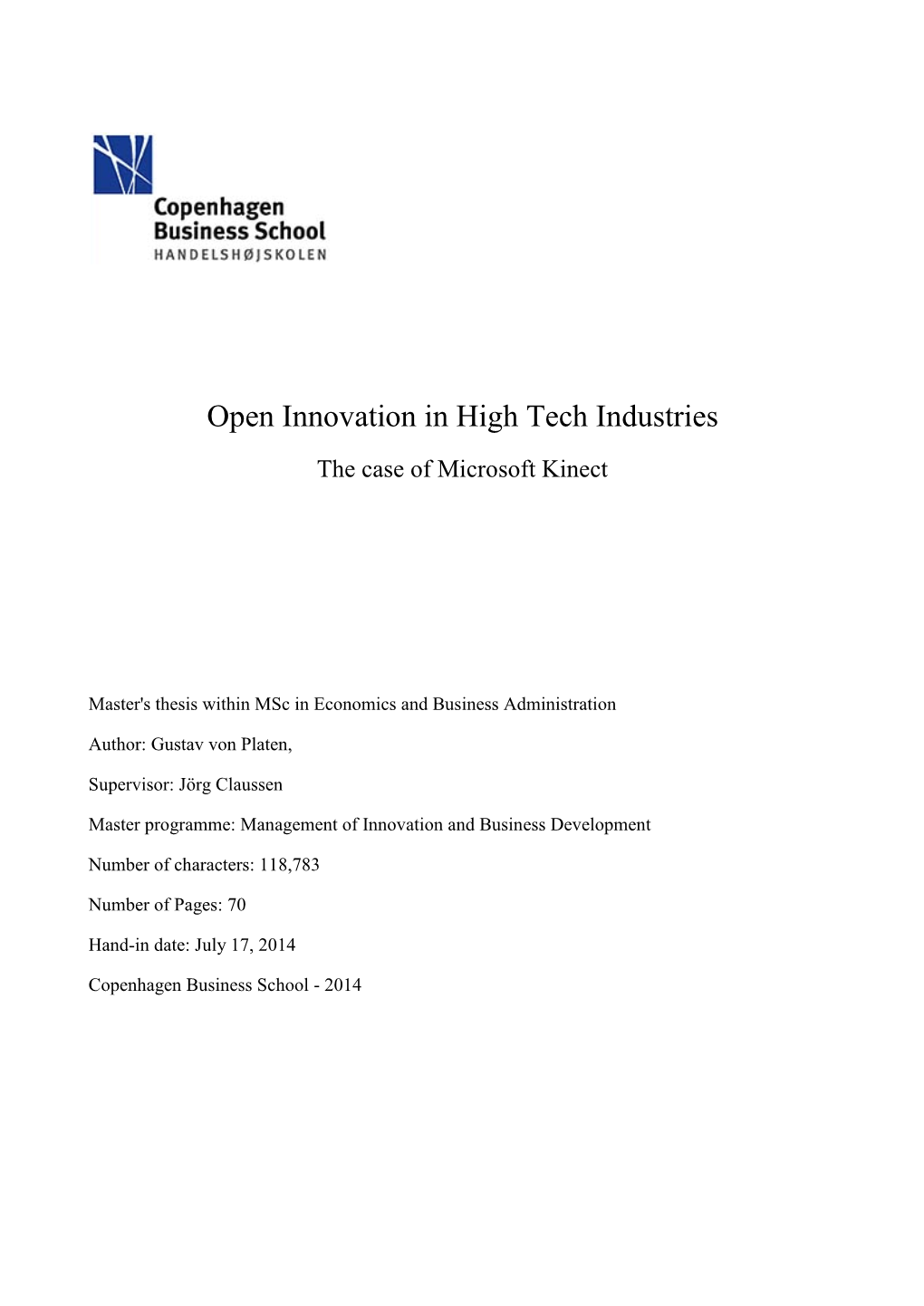 Open Innovation in High Tech Industries the Case of Microsoft Kinect
