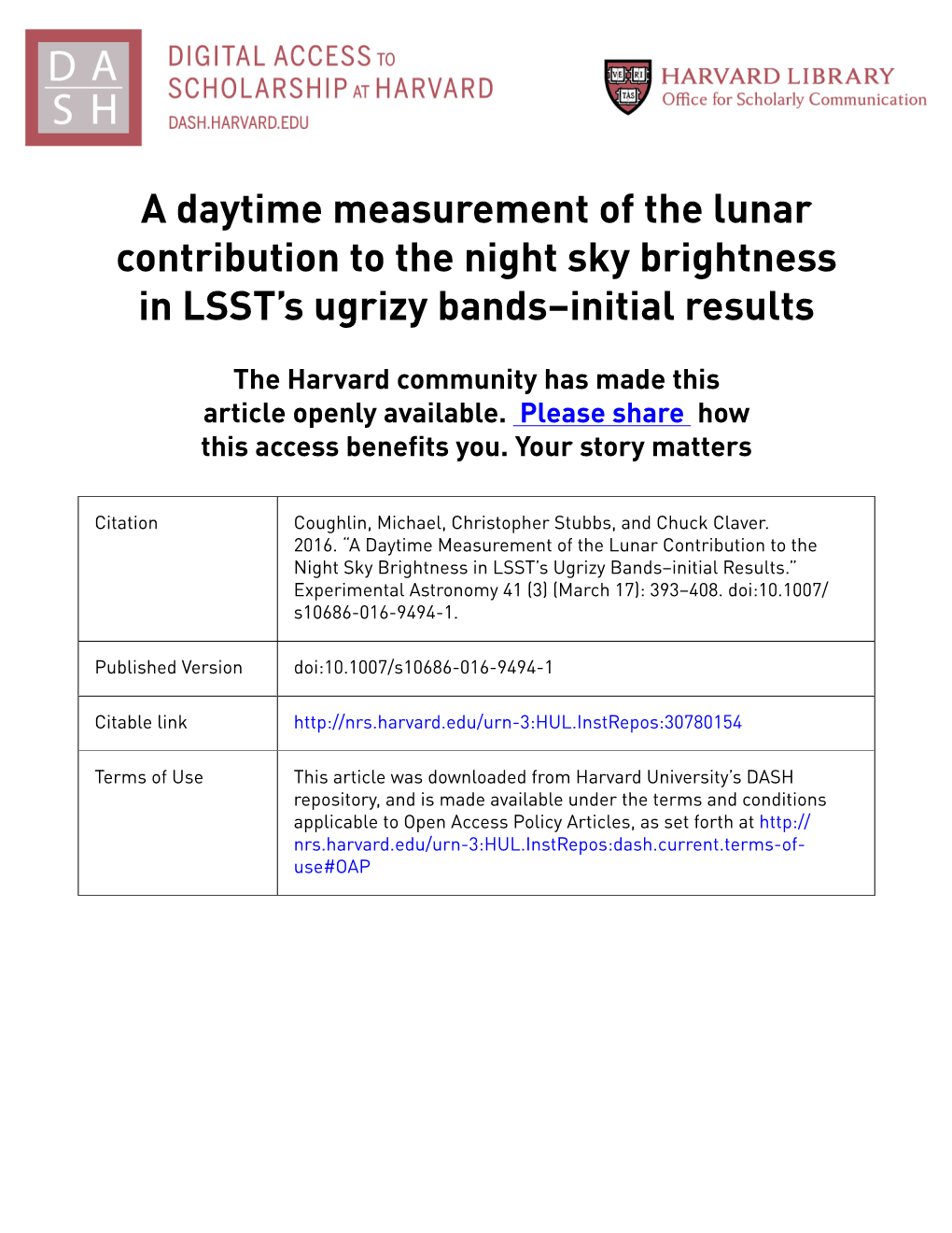A Daytime Measurement of the Lunar Contribution to the Night Sky Brightness in LSST's Ugrizy Bands–Initial Results