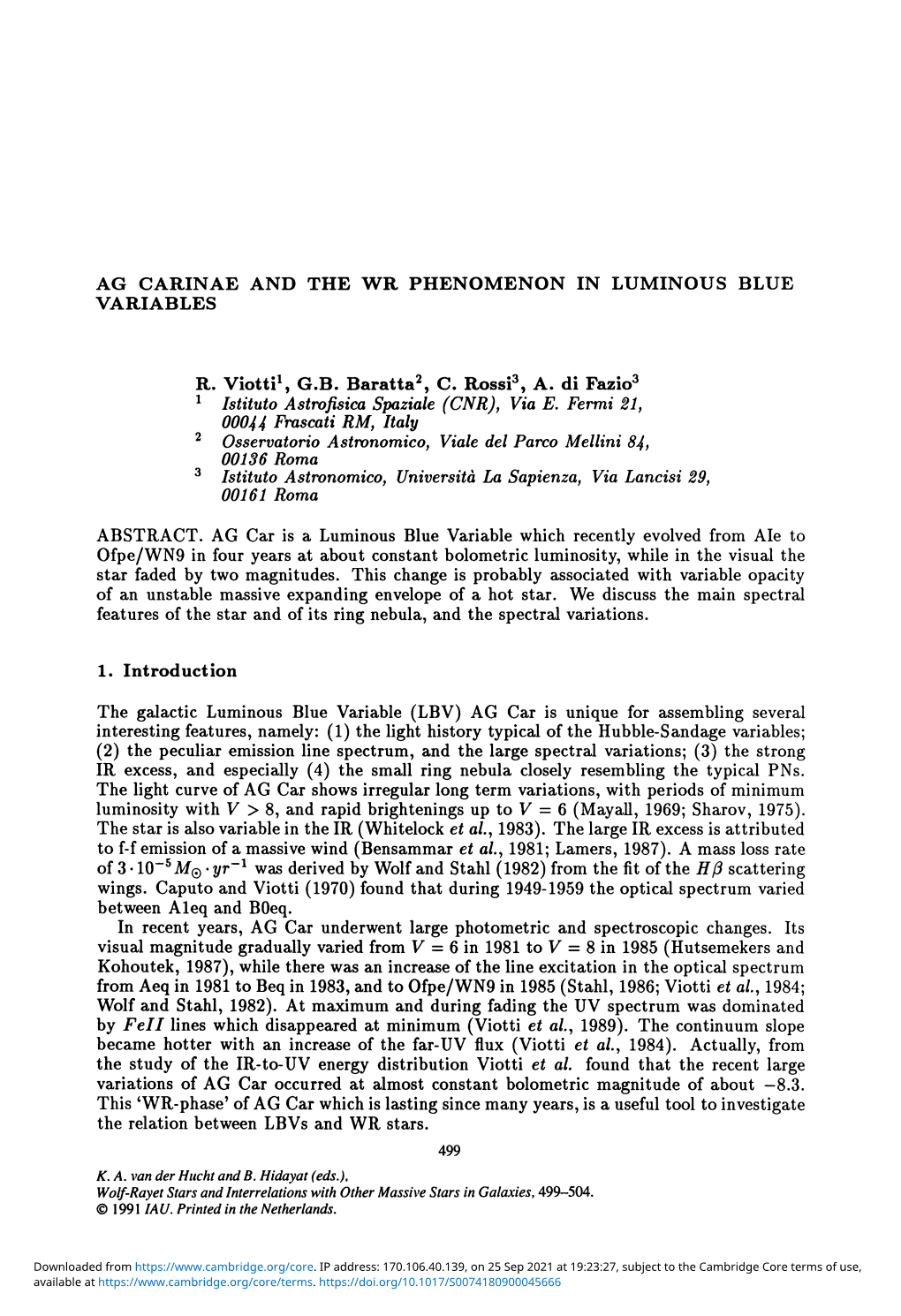 Ag Carinae and the Wr Phenomenon in Luminous Blue Variables