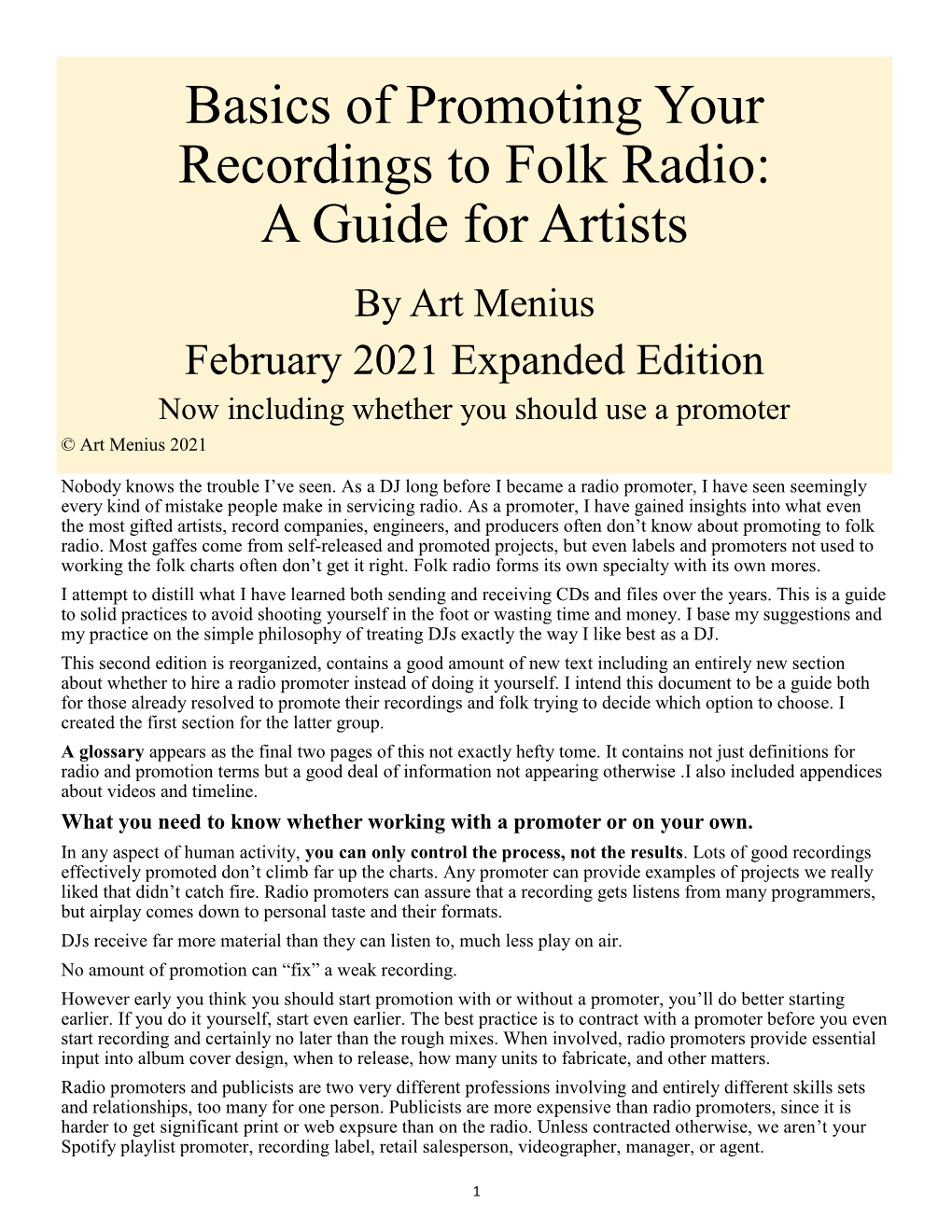 Basics of Promoting Your Recordings to Folk Radio