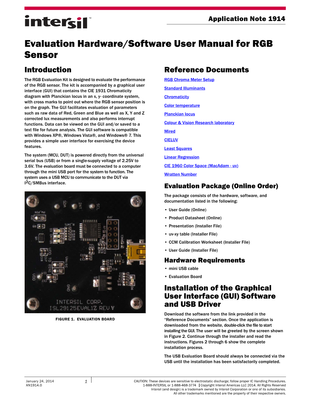 Evaluation Hardware/Software User Manual for RGB Sensor