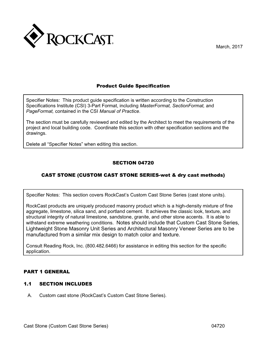 CAST STONE (CUSTOM CAST STONE SERIES-Wet & Dry Cast Methods)