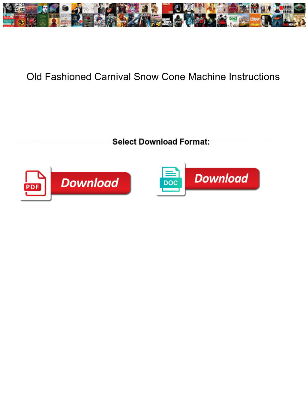 Old Fashioned Carnival Snow Cone Machine Instructions
