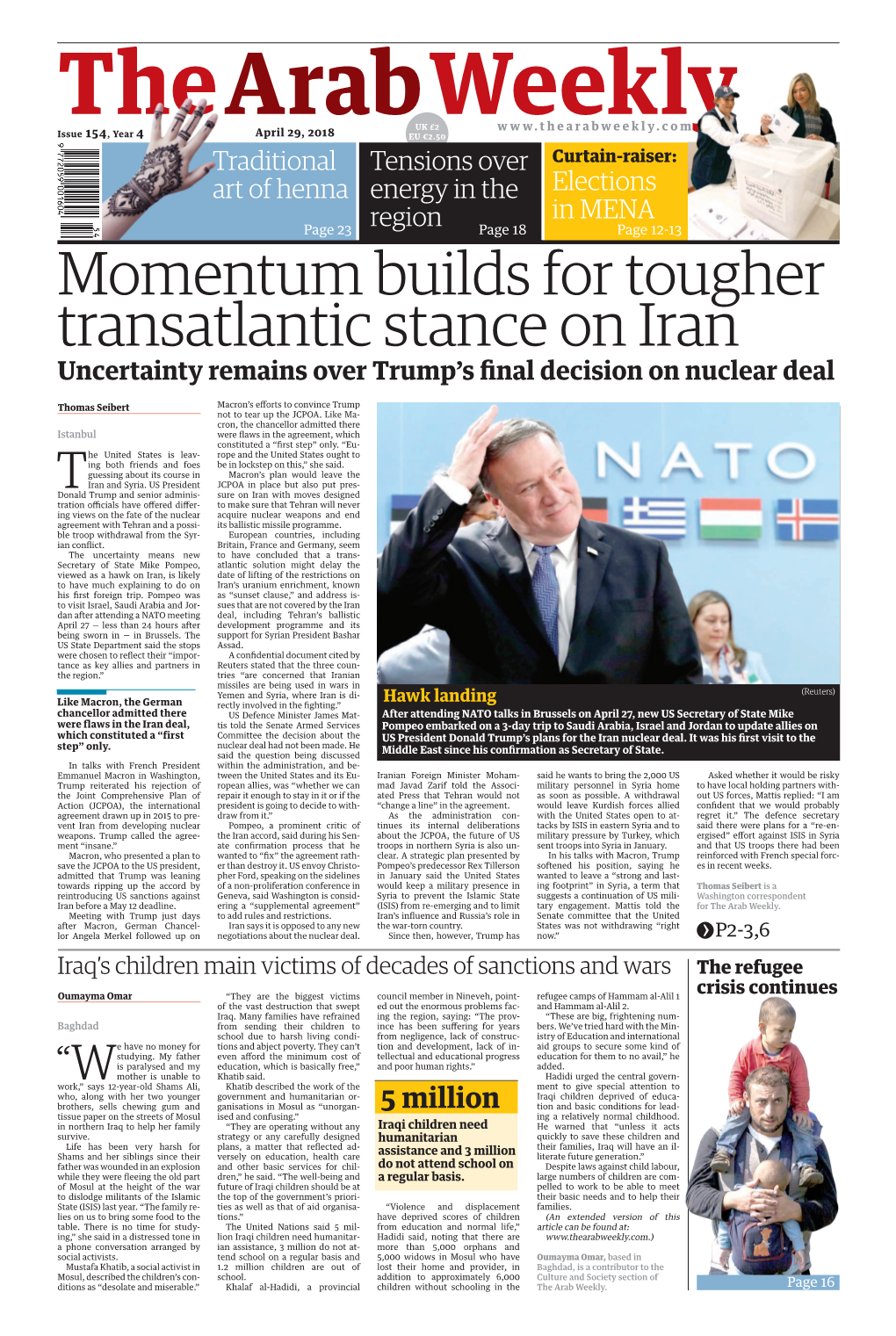 Momentum Builds for Tougher Transatlantic Stance on Iran Uncertainty Remains Over Trump’S Final Decision on Nuclear Deal
