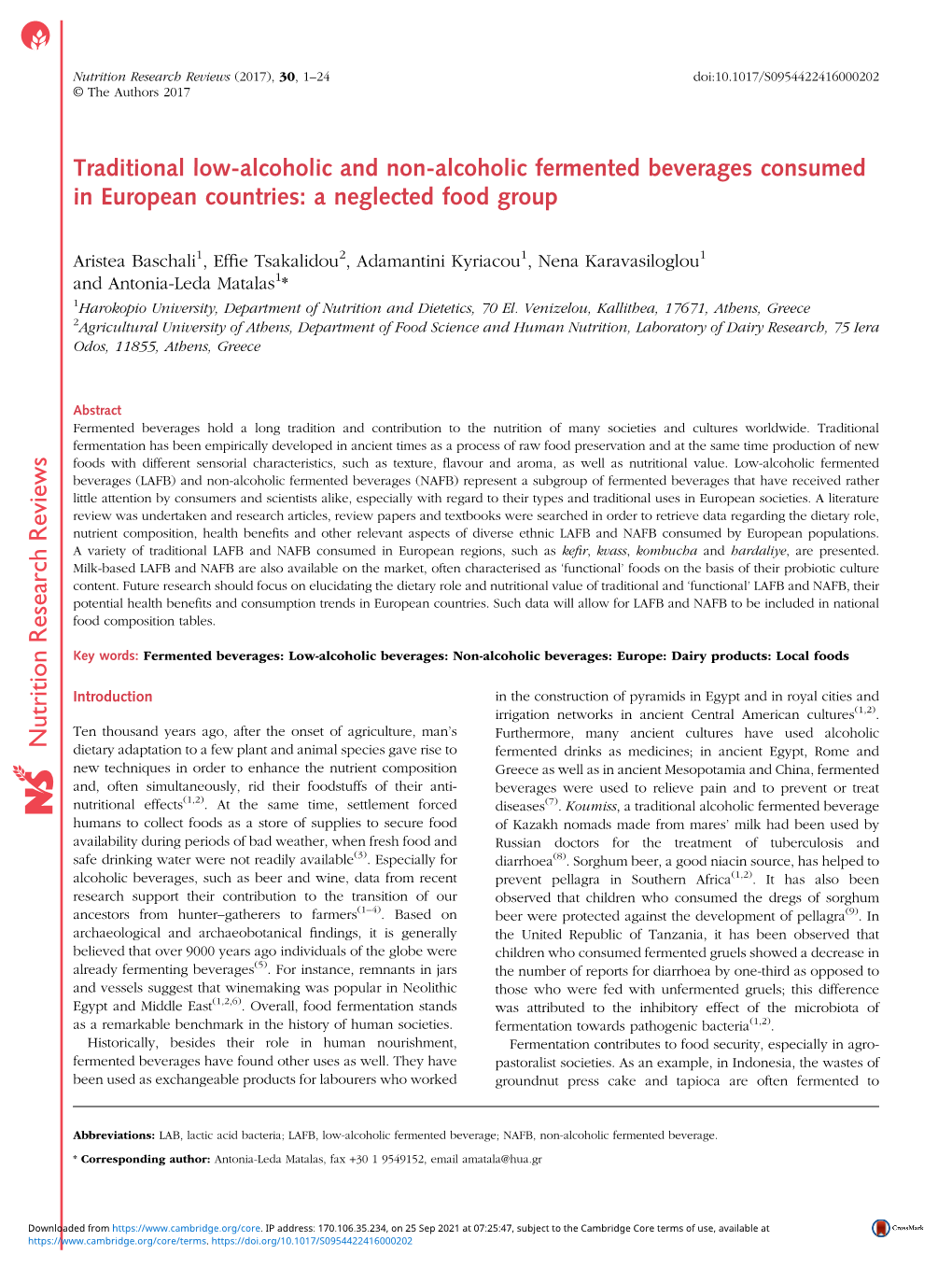 Traditional Low-Alcoholic and Non-Alcoholic Fermented Beverages Consumed in European Countries: a Neglected Food Group
