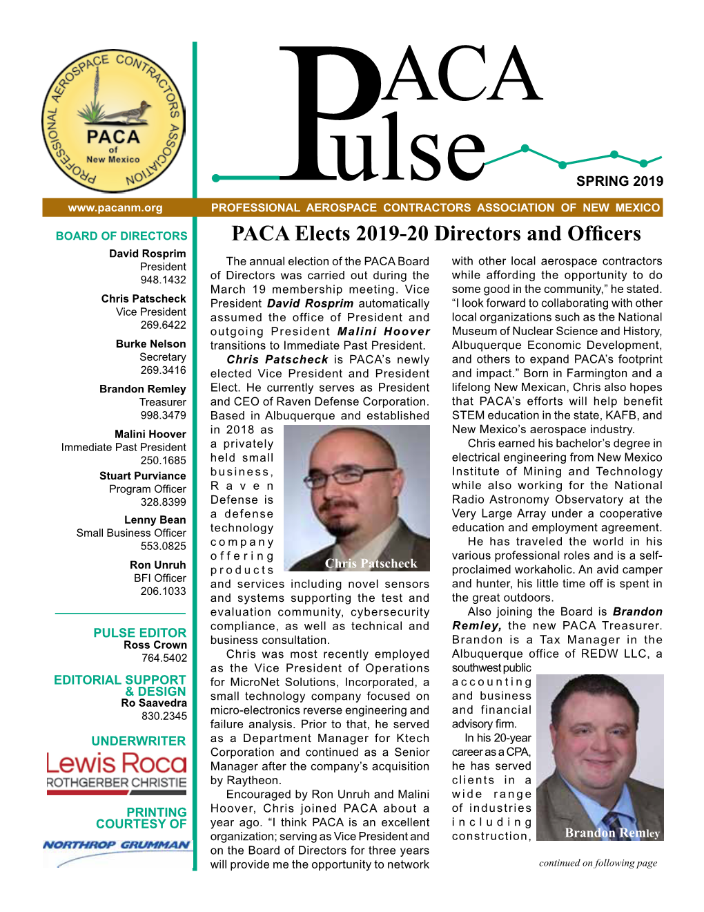 PACA Elects 2019-20 Directors and Officers