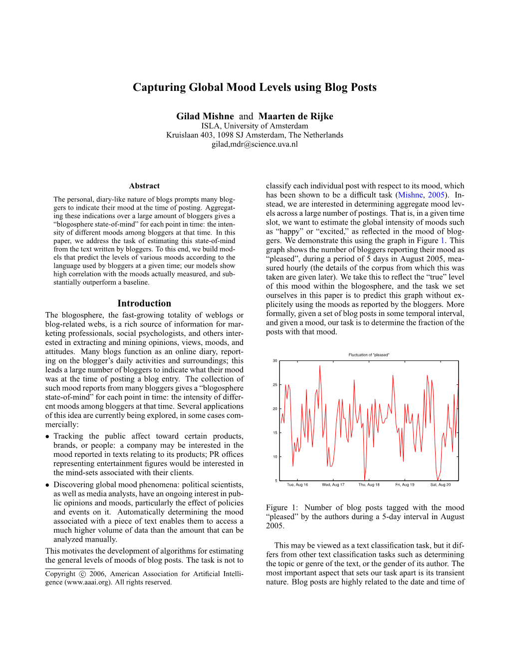 Capturing Global Mood Levels Using Blog Posts