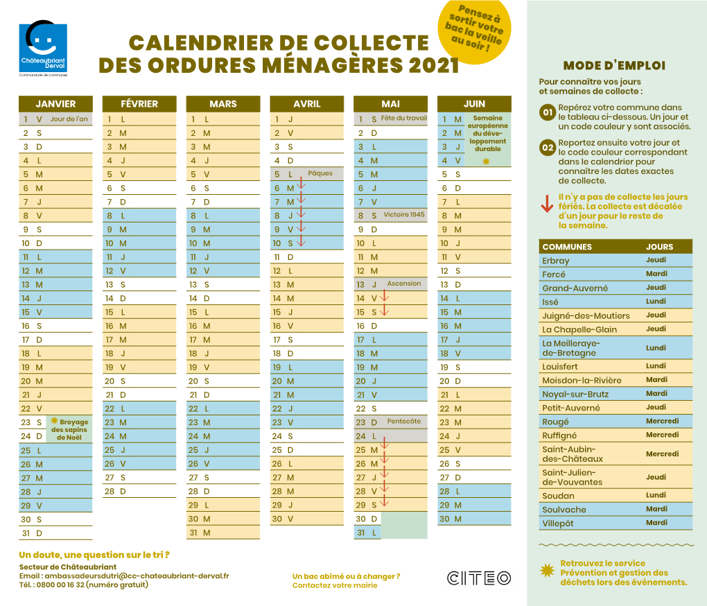 Calendrier De Collecte Des Ordures Ménagères 2021