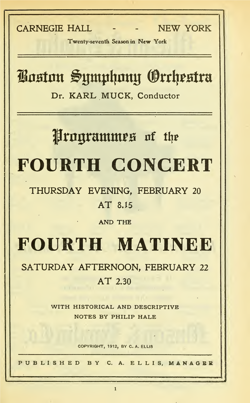 Boston Symphony Orchestra Concert Programs, Season 32,1912-1913, Trip