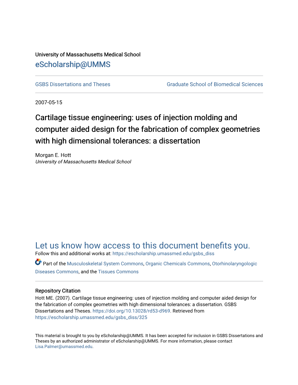 Cartilage Tissue Engineering