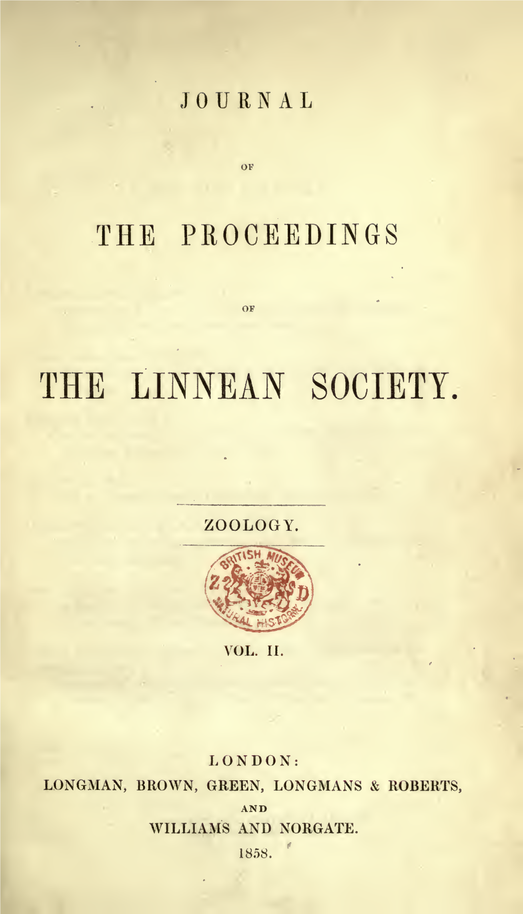 Journal of the Proceedings of the Linnean Society