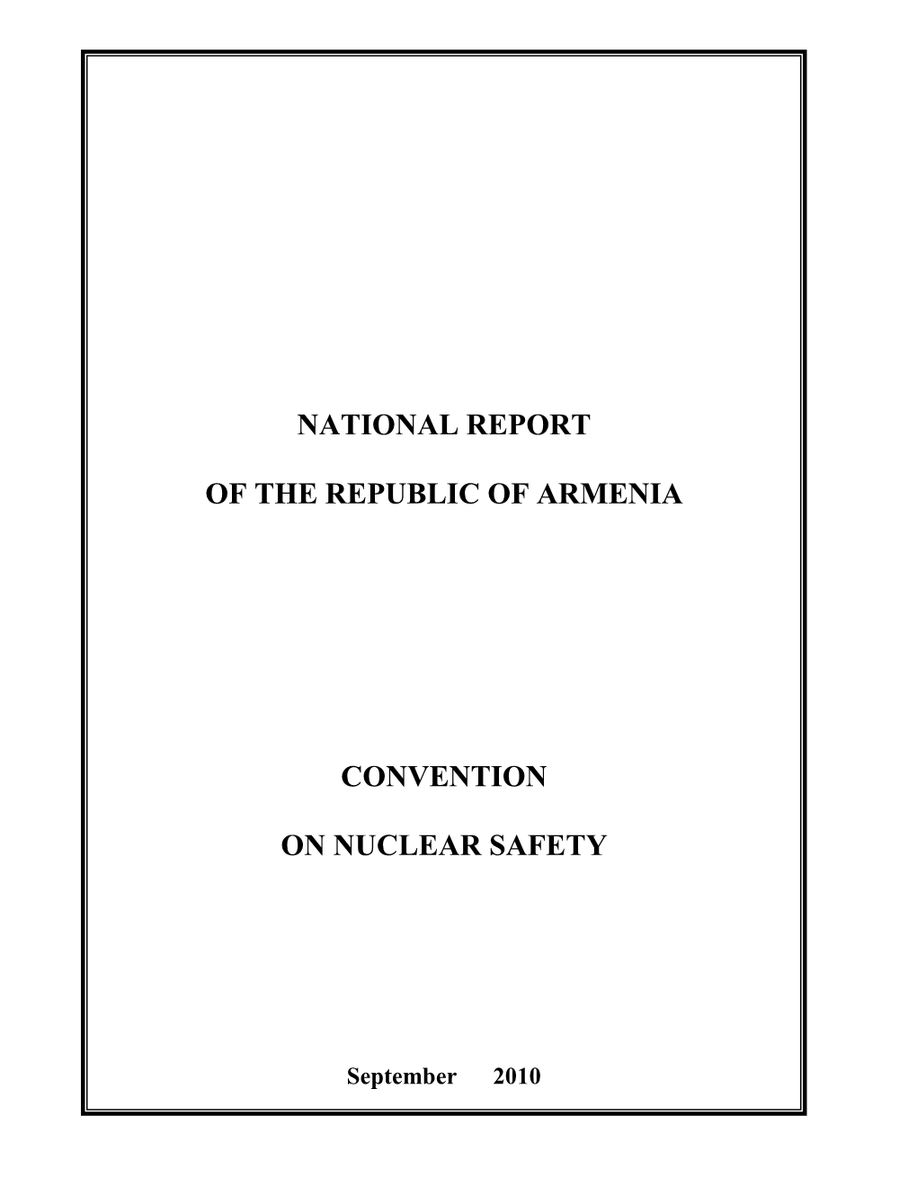 National Report of the Republic of Armenia