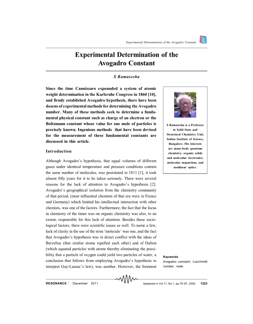 Experimental Determination of the Avogadro Constant