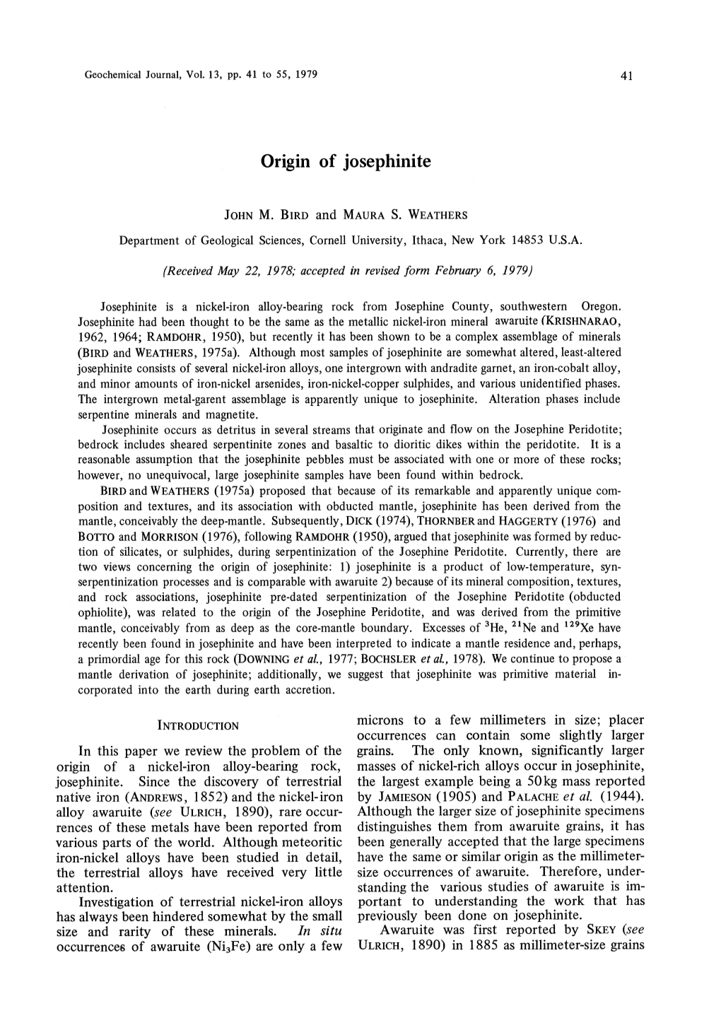 Origin of Josephinite