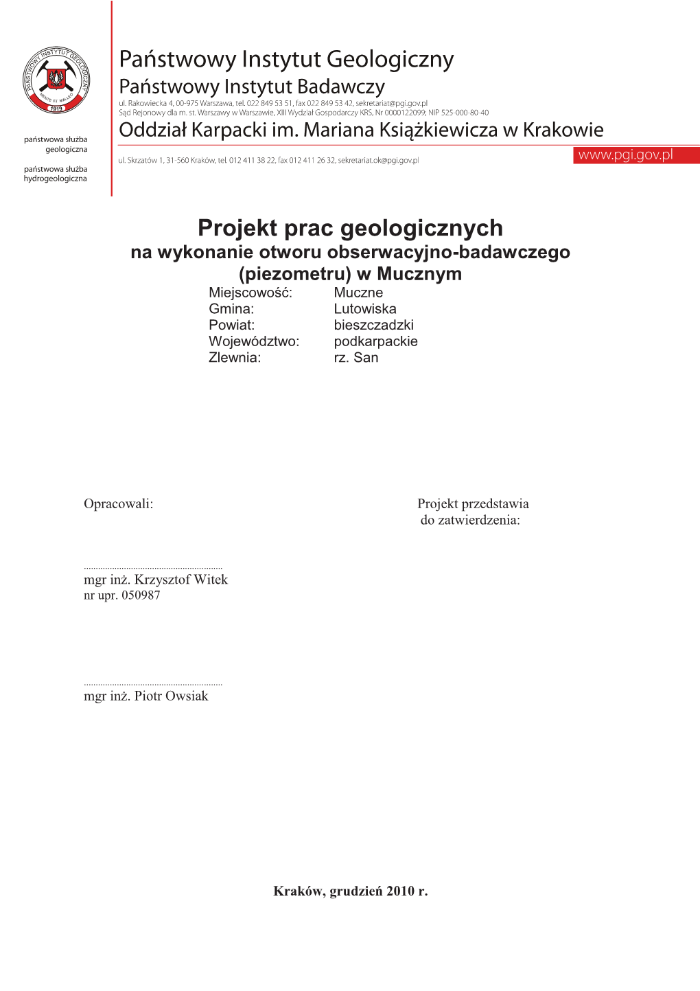 Projekt Prac Geologicznych