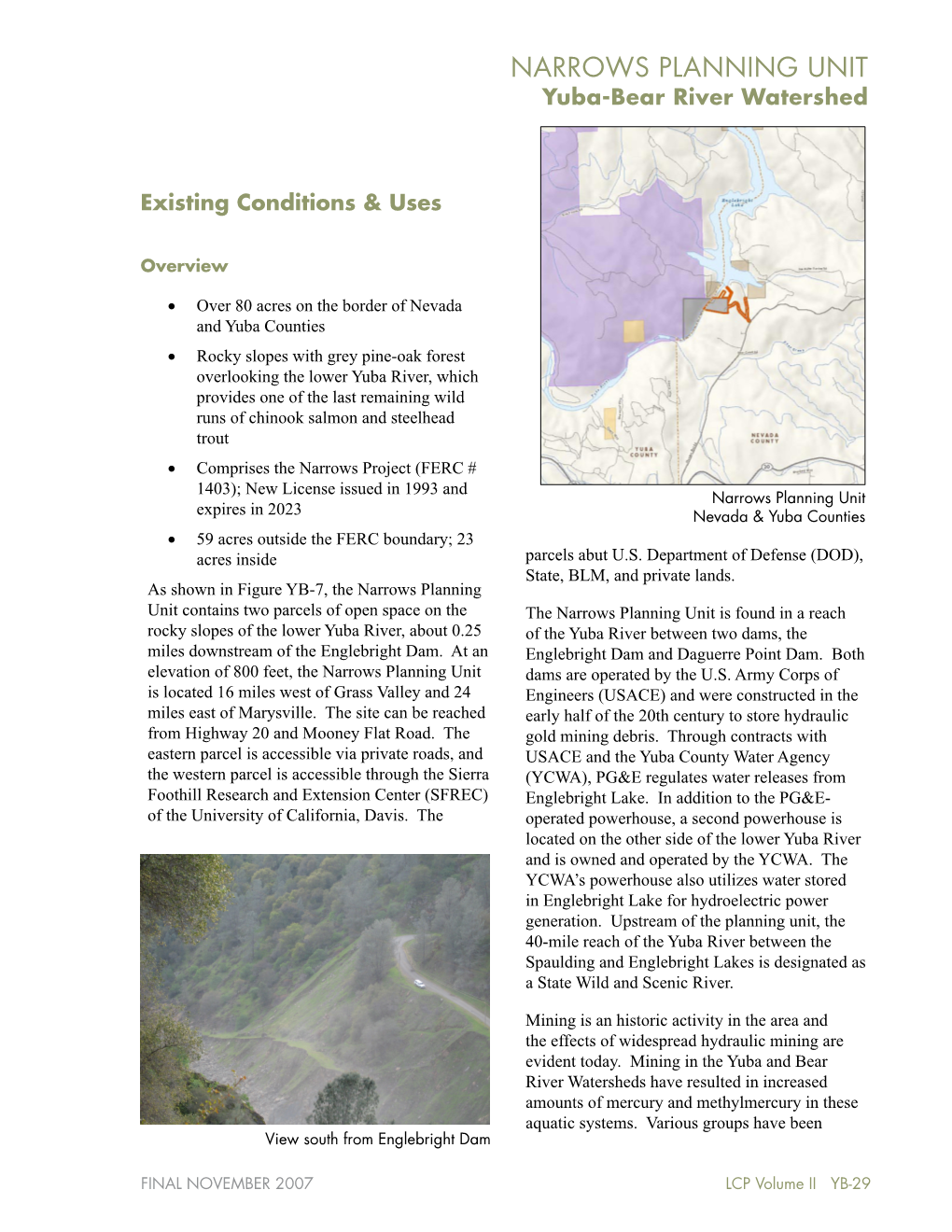 NARROWS PLANNING UNIT Yuba-Bear River Watershed