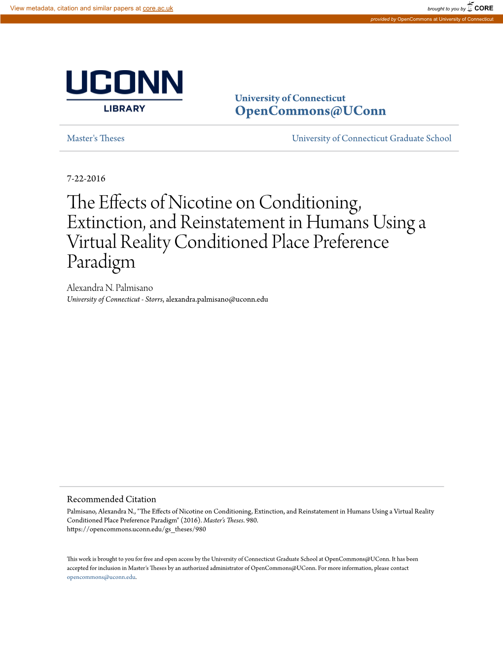 The Effects of Nicotine on Conditioning, Extinction, and Reinstatement in Humans Using a Virtual Reality Conditioned Place Preference Paradigm