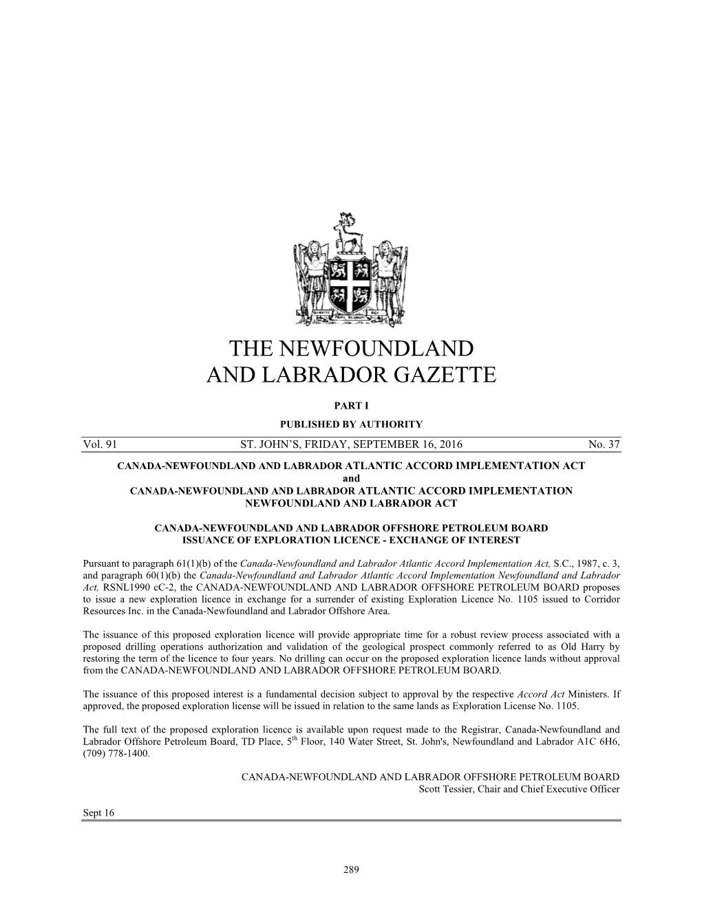 The Newfoundland and Labrador Gazette