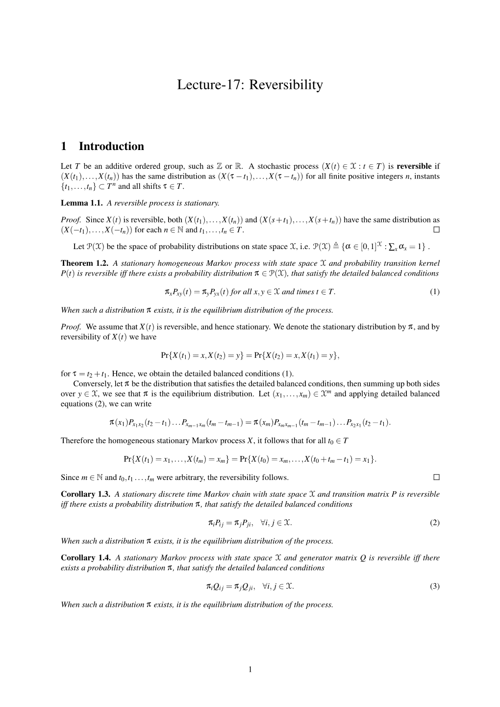 Lecture-17: Reversibility