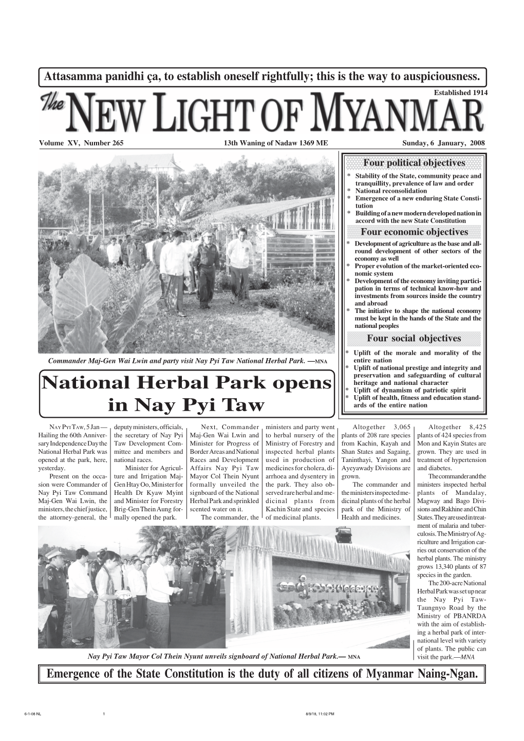 National Herbal Park Opens in Nay Pyi