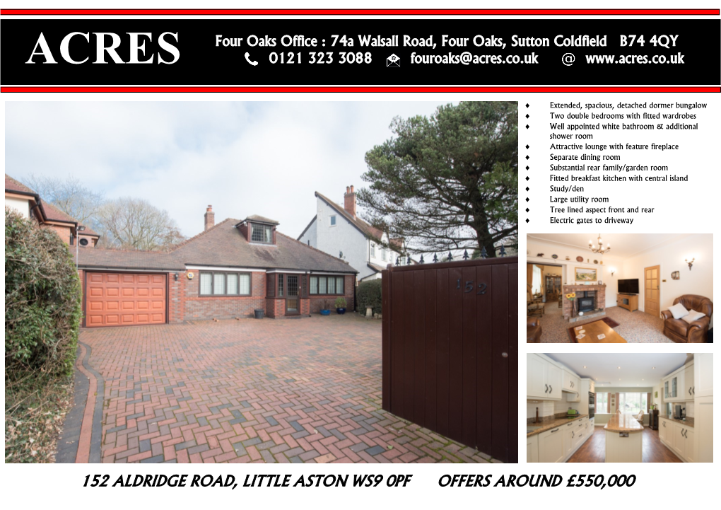 152 Aldridge Road, Little Aston Ws9 0Pf Offers