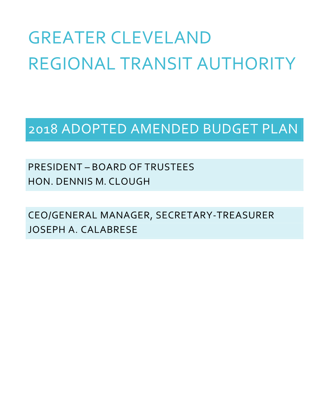 2018 Adopted Amended Budget Plan