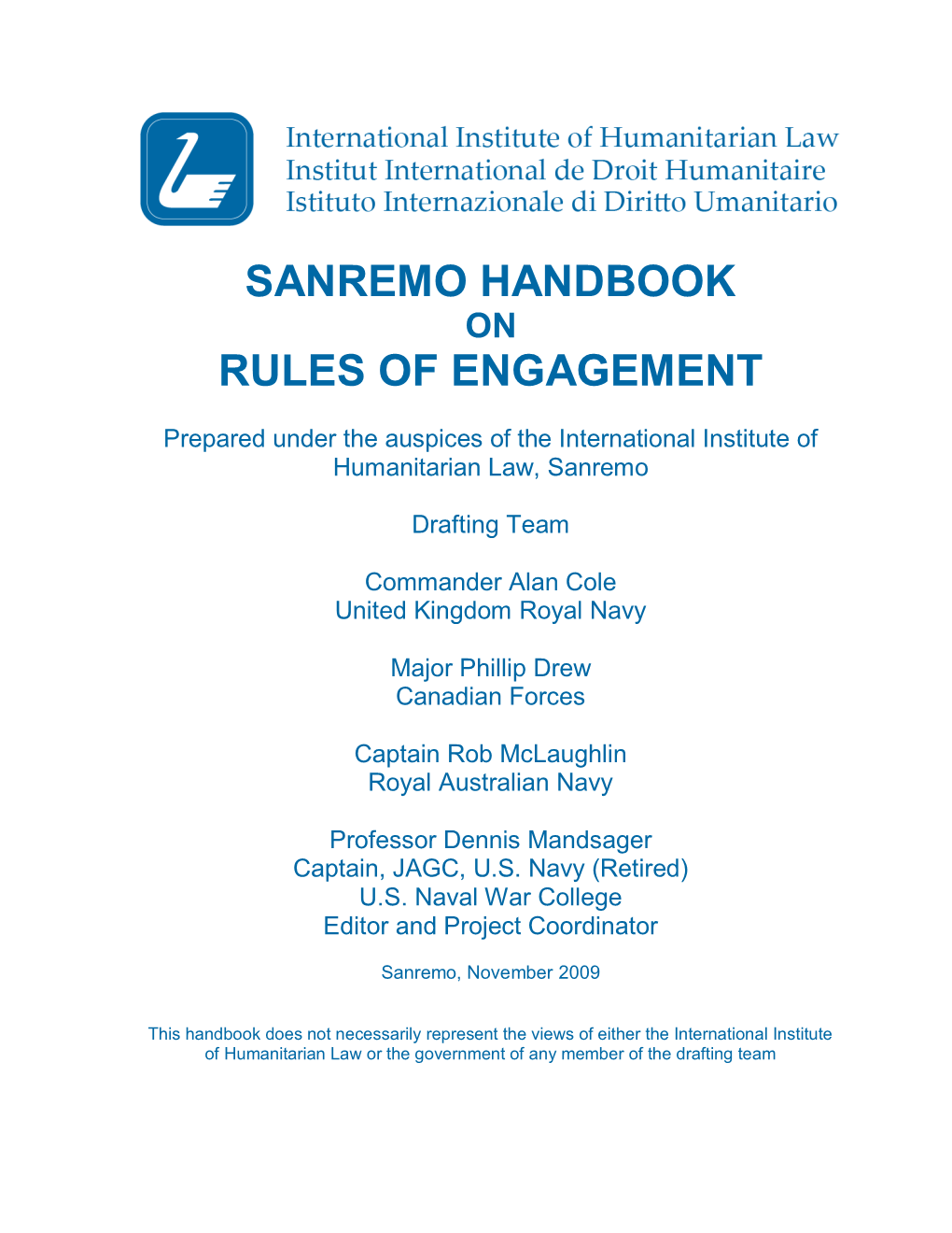 Sanremo Handbook Rules of Engagement