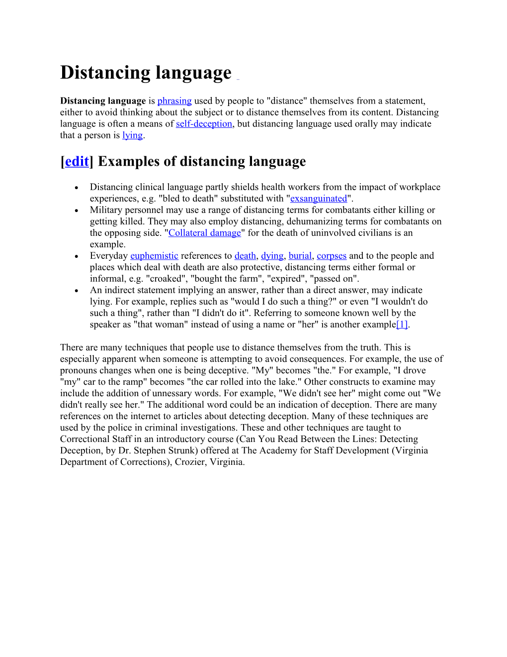 Distancing Language