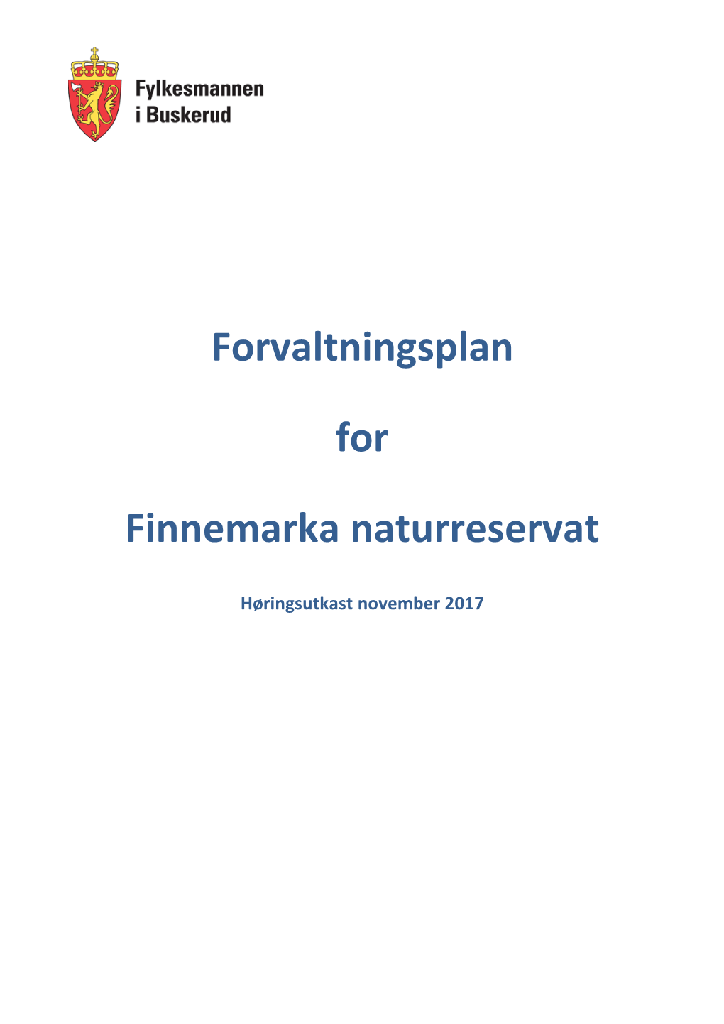 Forvaltningsplan for Finnemarka Naturreservat