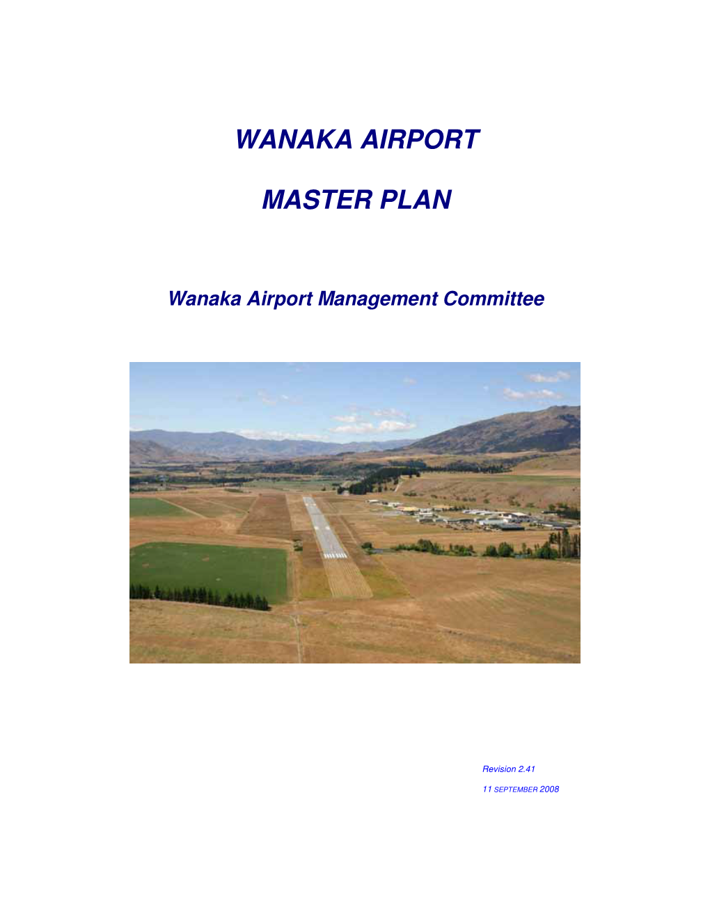 Wanaka Airport Master Plan WAMC