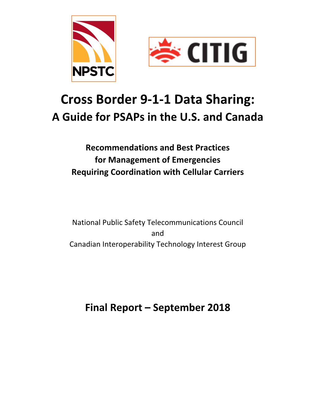 NPSTC Cross Border 911 Data Sharing Report