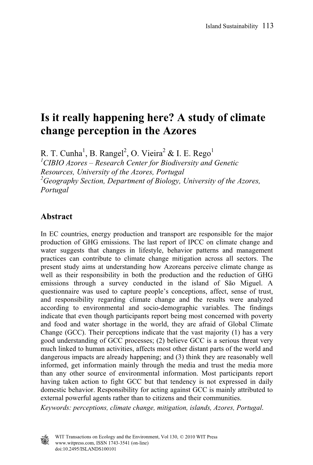A Study of Climate Change Perception in the Azores