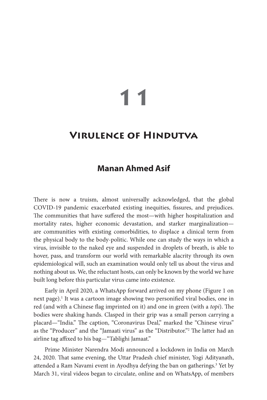 The Virulence of Hindutva — Manan Ahmed Asif
