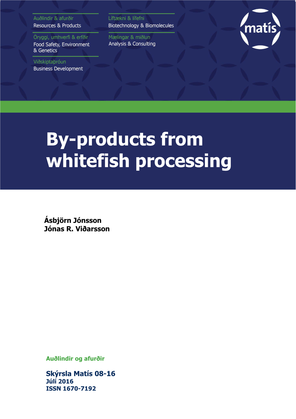 By-Products from Whitefish Processing