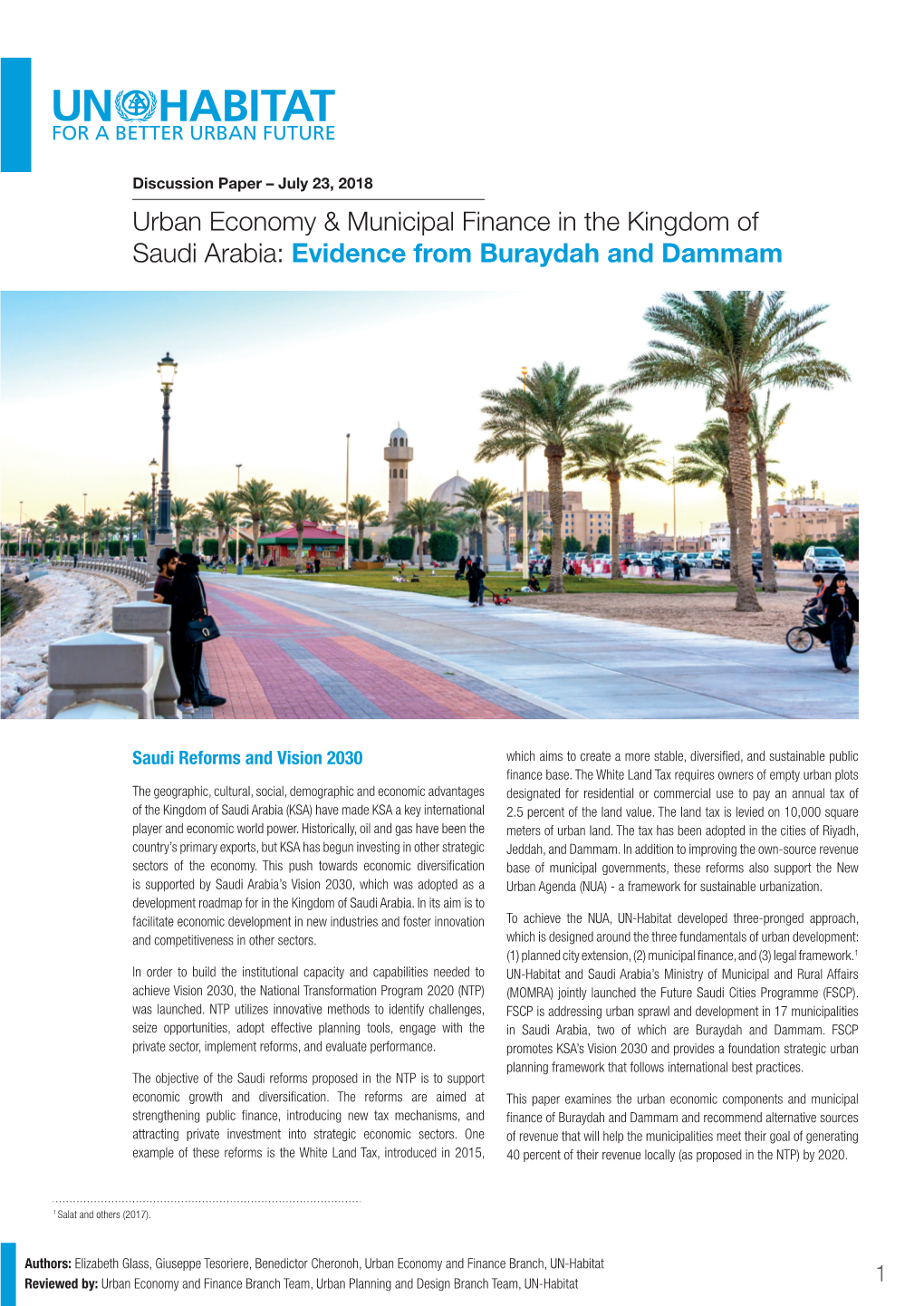 Urban Economy & Municipal Finance in the Kingdom Of