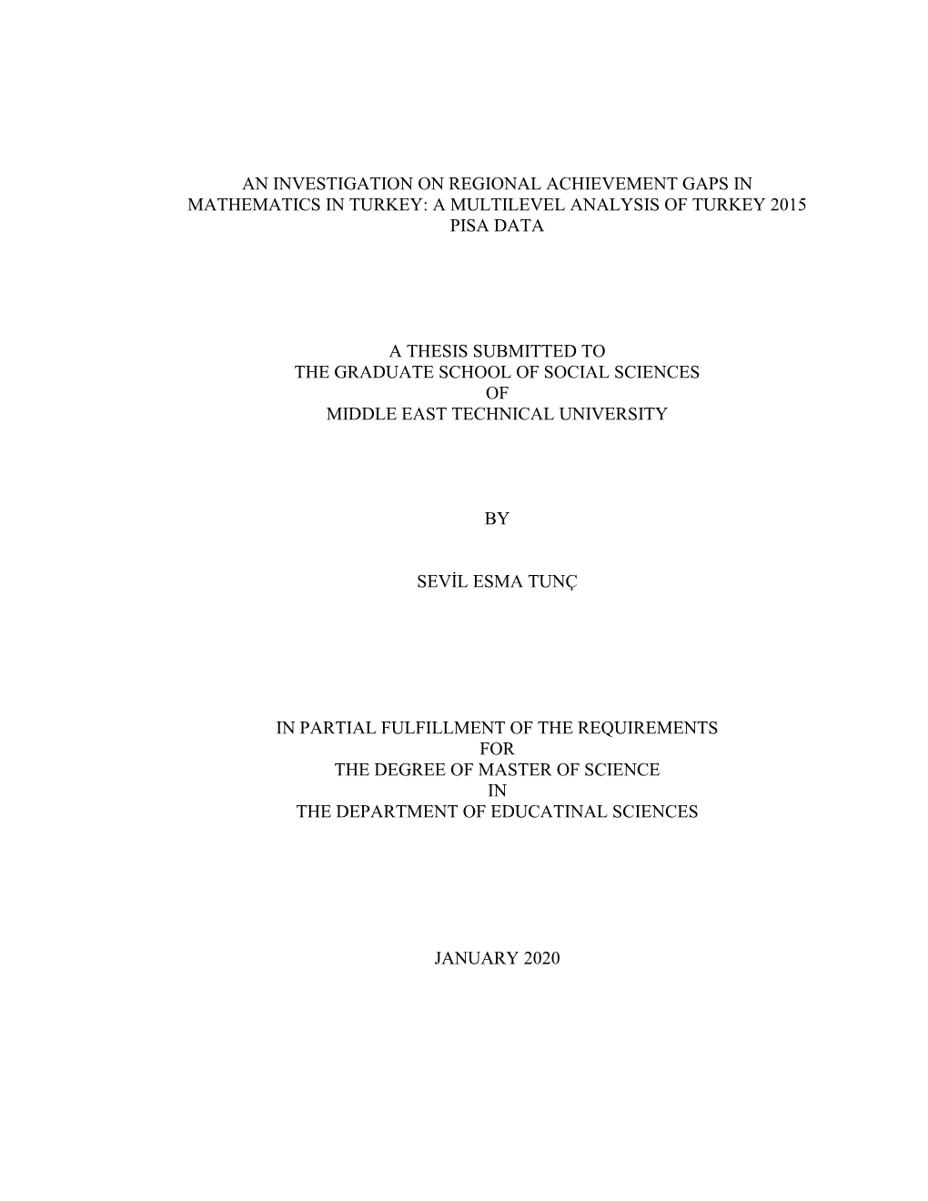 An Investigation on Regional Achievement Gaps in Mathematics in Turkey: a Multilevel Analysis of Turkey 2015 Pisa Data