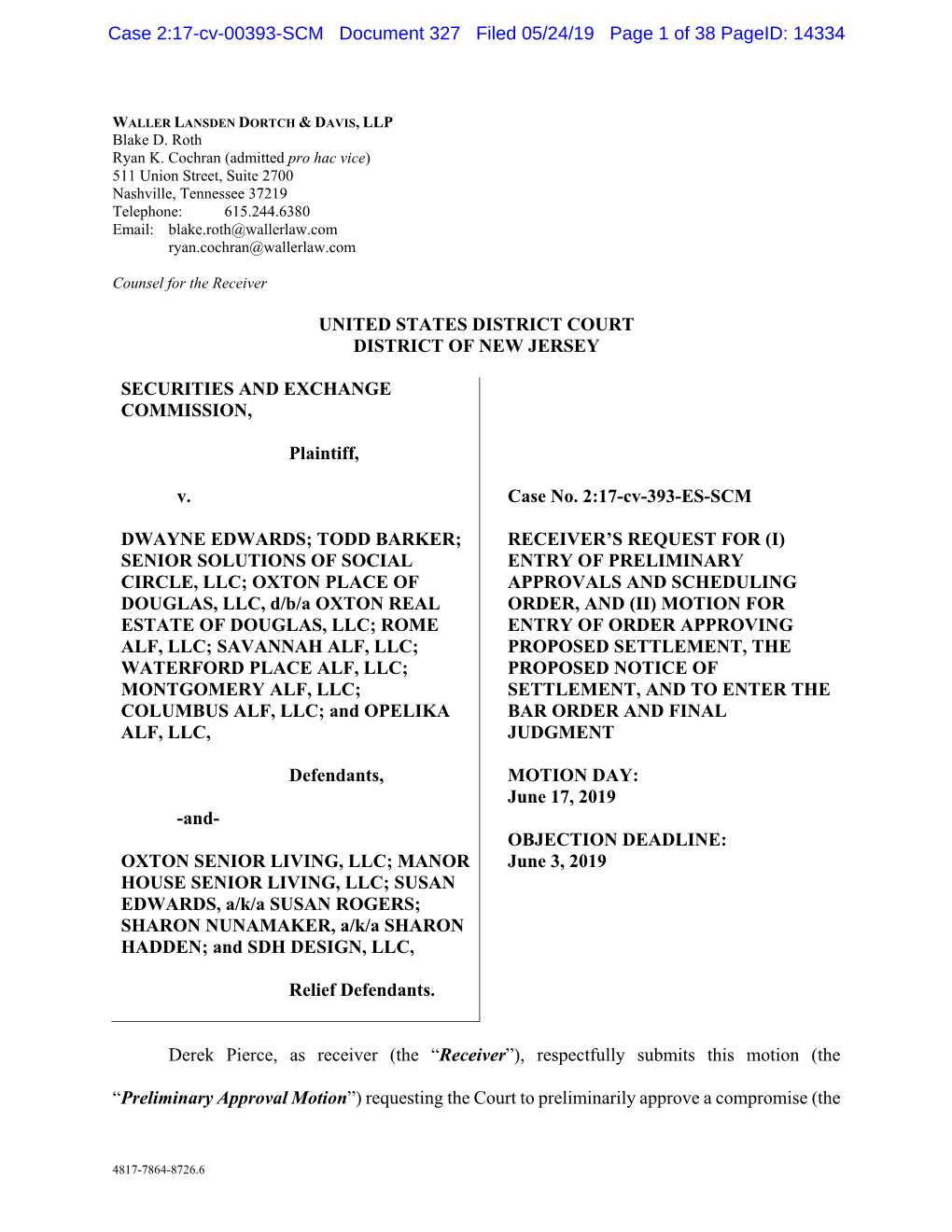 Case 2:17-Cv-00393-SCM Document 327 Filed 05/24/19 Page 1 of 38 Pageid: 14334