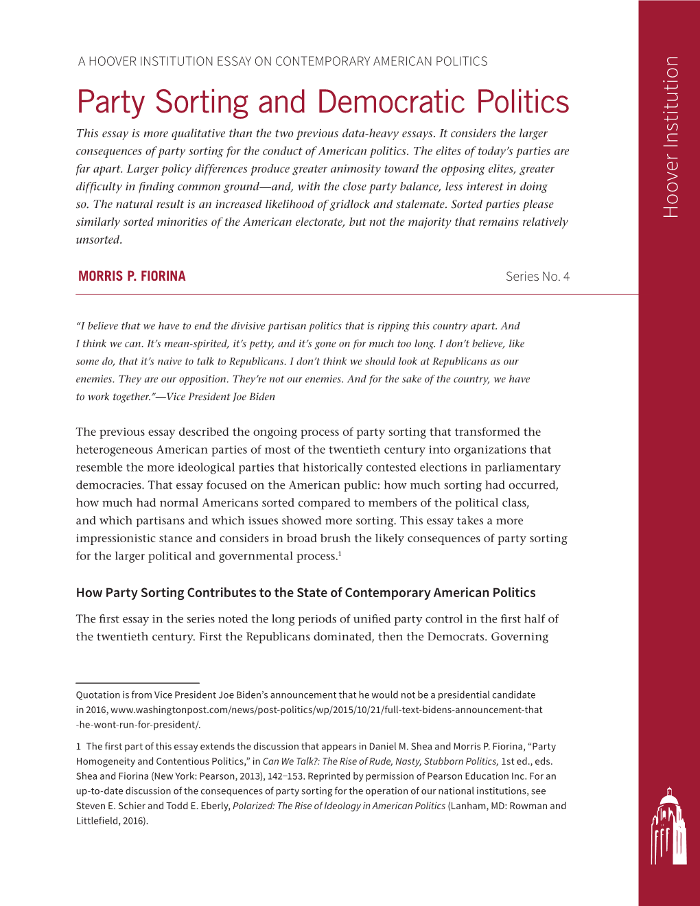 Party Sorting and Democratic Politics - Littlefield, 2016).Littlefield, (Lanham, MD: Rowman Politics and American in Ideology of Rise the Todd E