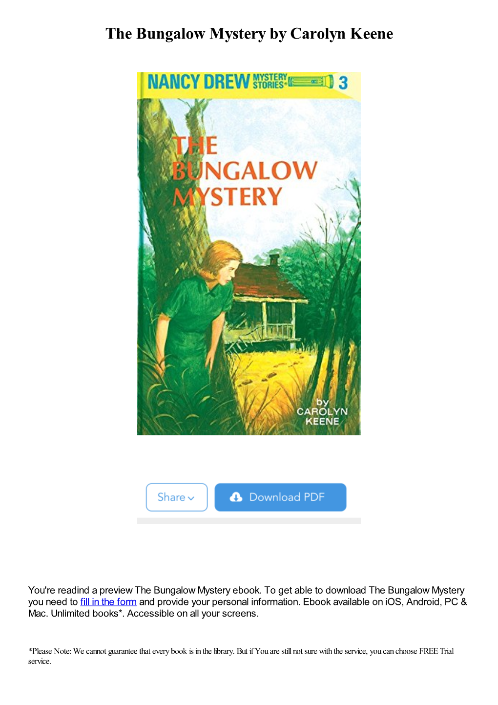 The Bungalow Mystery by Carolyn Keene