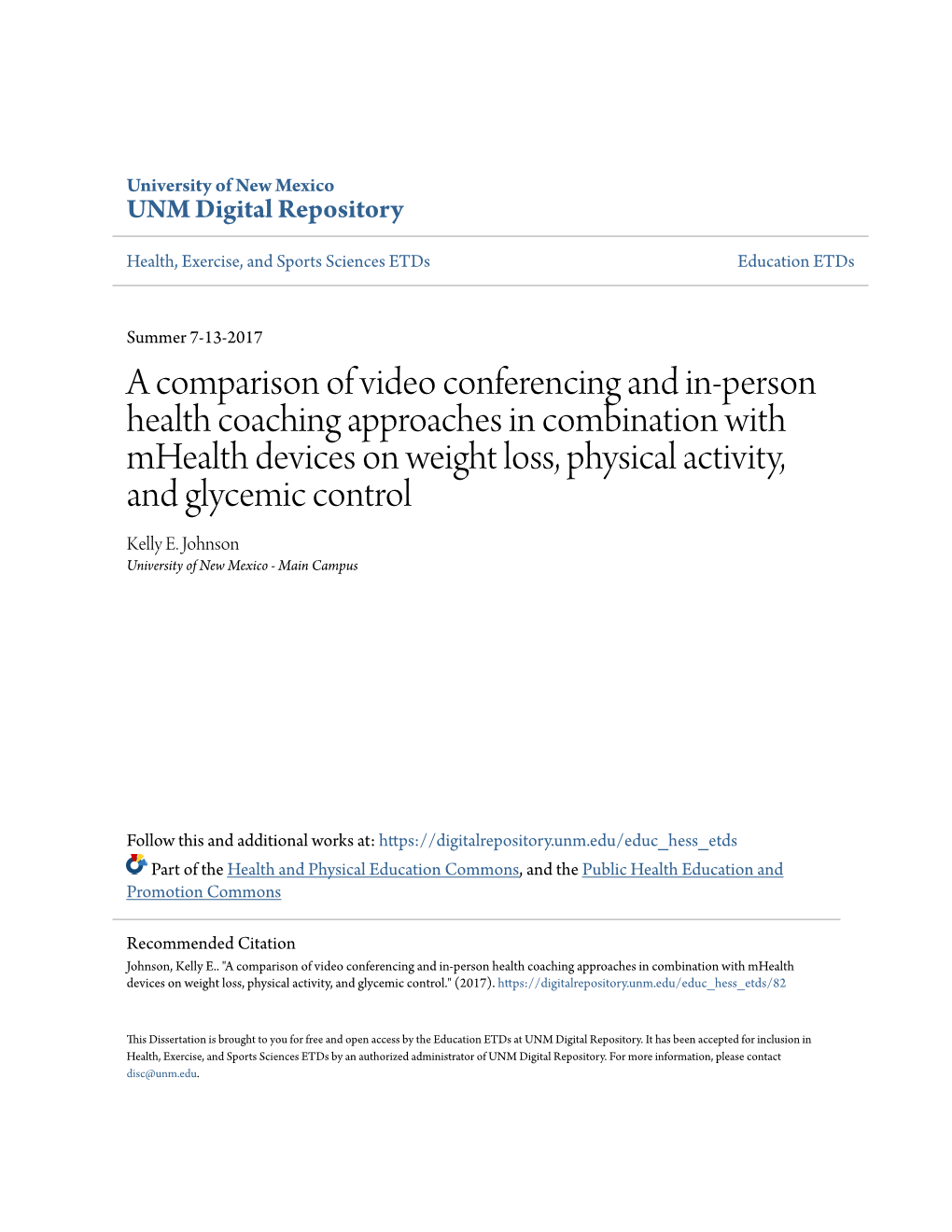 A Comparison of Video Conferencing and In-Person Health Coaching Approaches in Combination with Mhealth Devices on Weight Loss