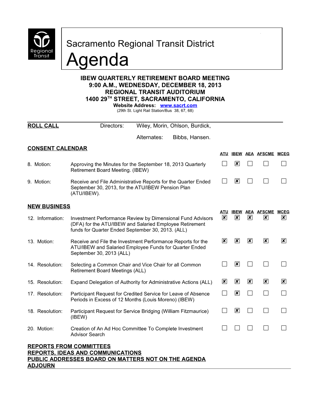 12-18-13 IBEW Quarterly Agenda