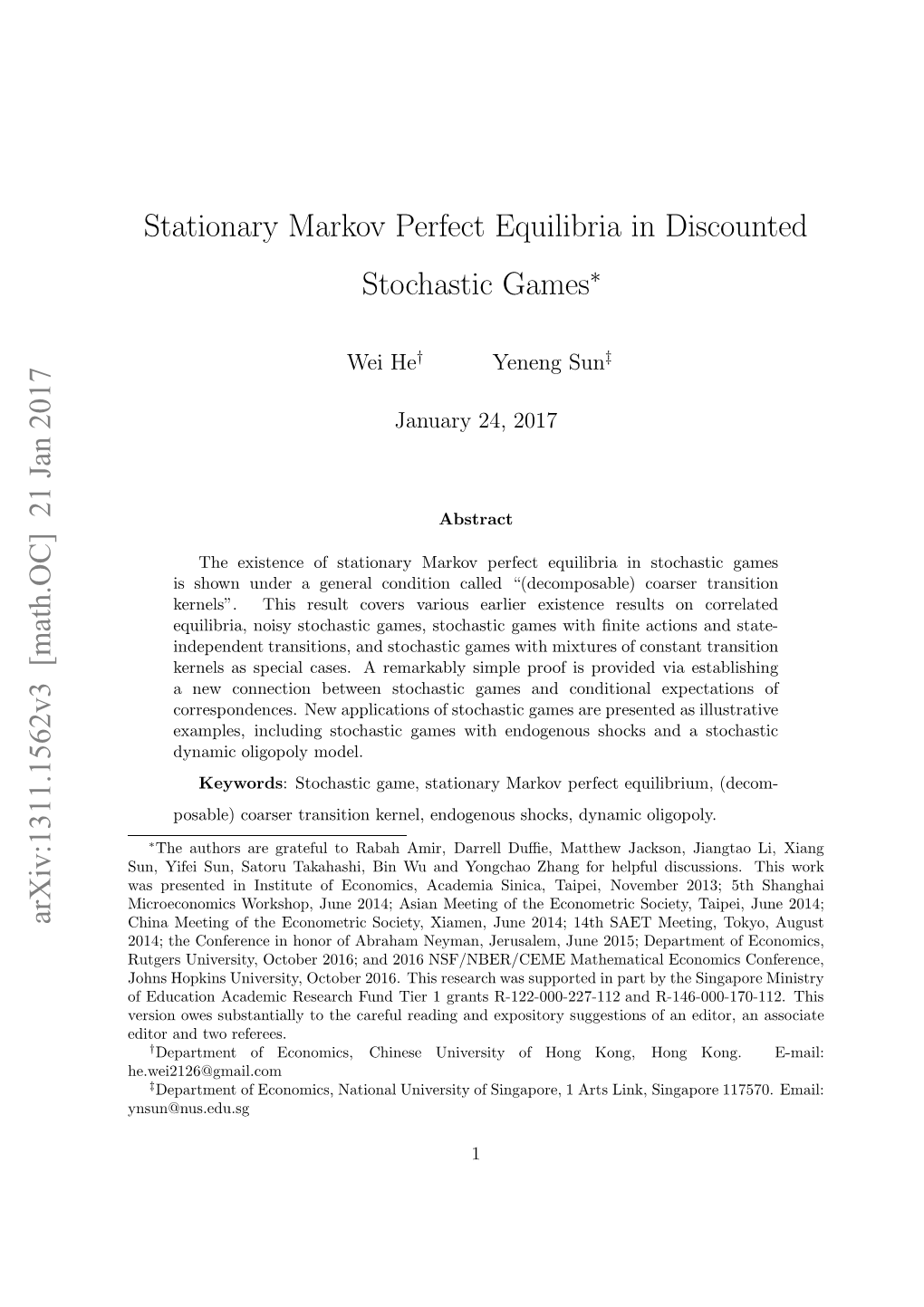 Stationary Markov Perfect Equilibria in Discounted Stochastic Games Remains an Important Problem