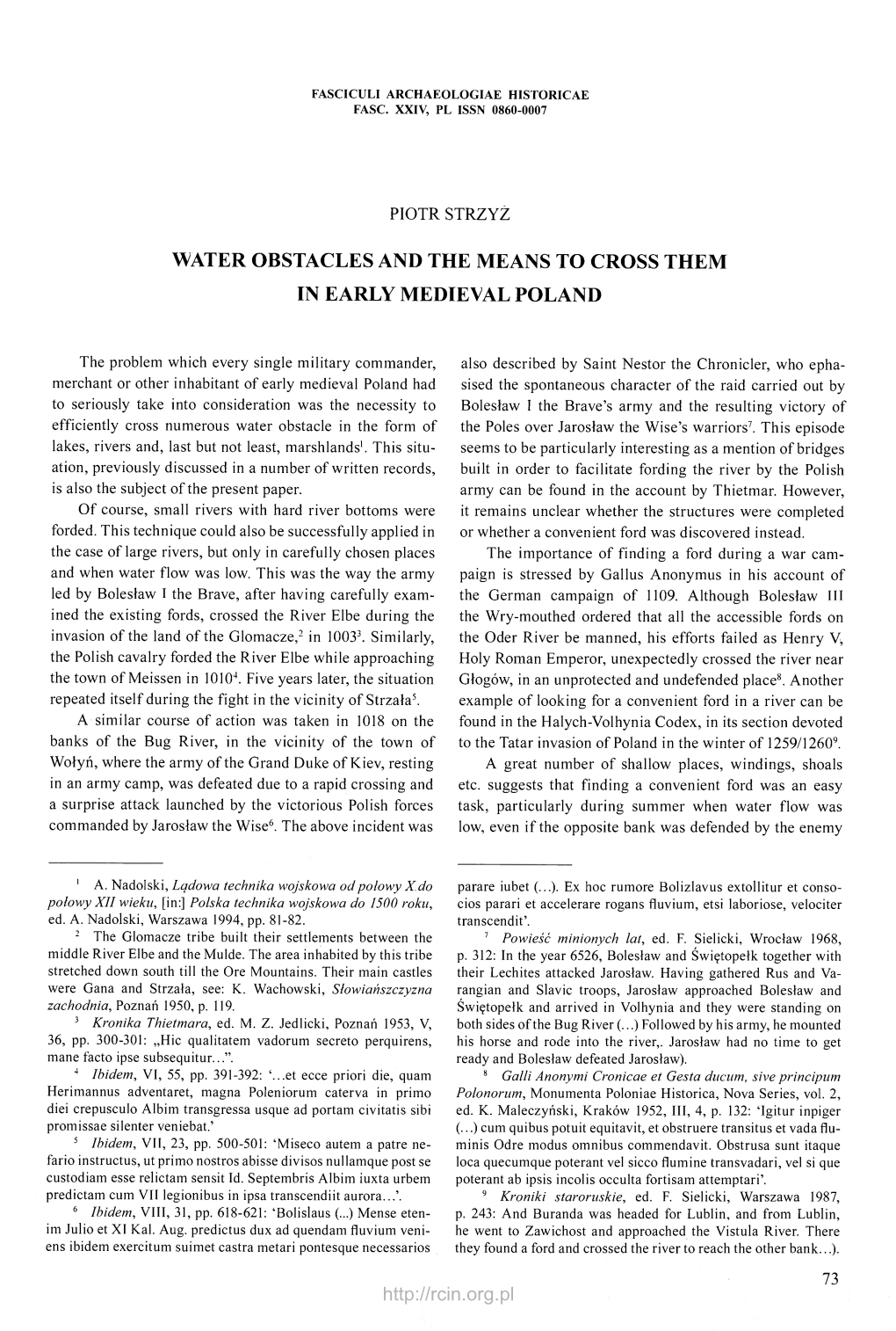 Water Obstacles and the Means to Cross Them in Early Medieval Poland