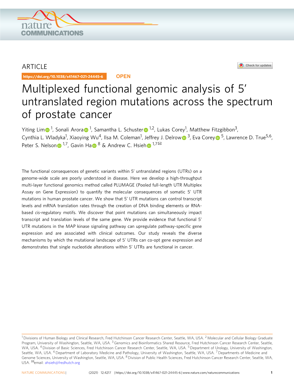 Multiplexed Functional Genomic Analysis of 5Â€™ Untranslated