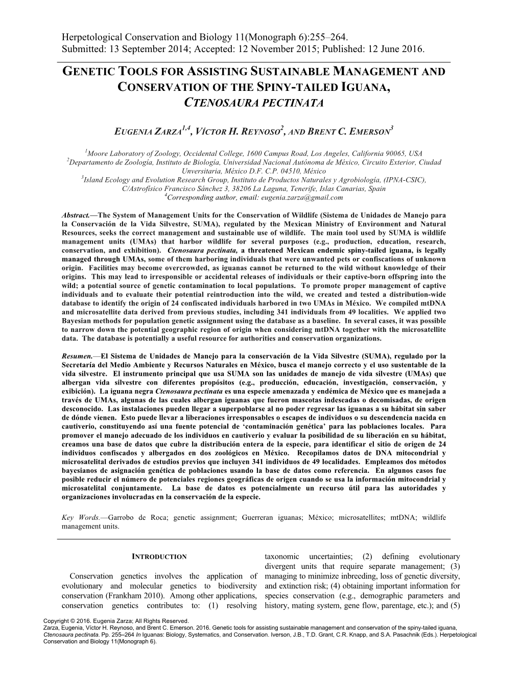 Genetic Tools for Assisting Sustainable Management and Conservation of the Spiny-Tailed Iguana, Ctenosaura Pectinata