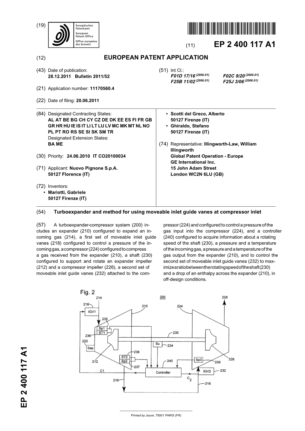 Turboexpander and Method for Using Moveable Inlet Guide Vanes at Compressor Inlet