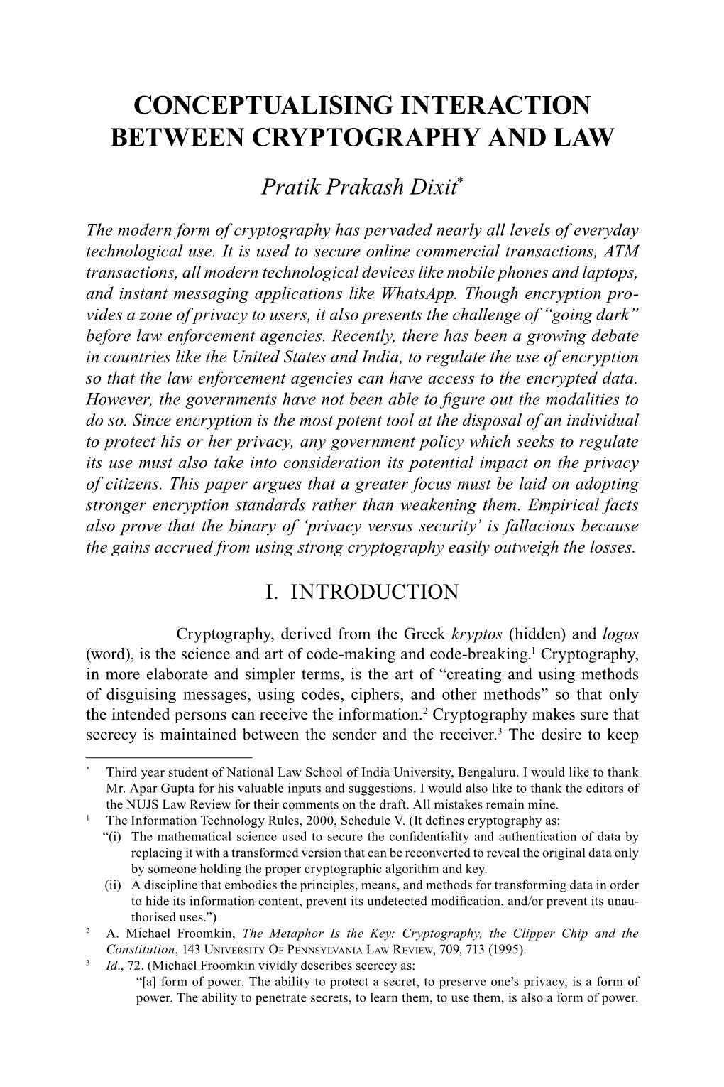 Conceptualising Interaction Between Cryptography and Law