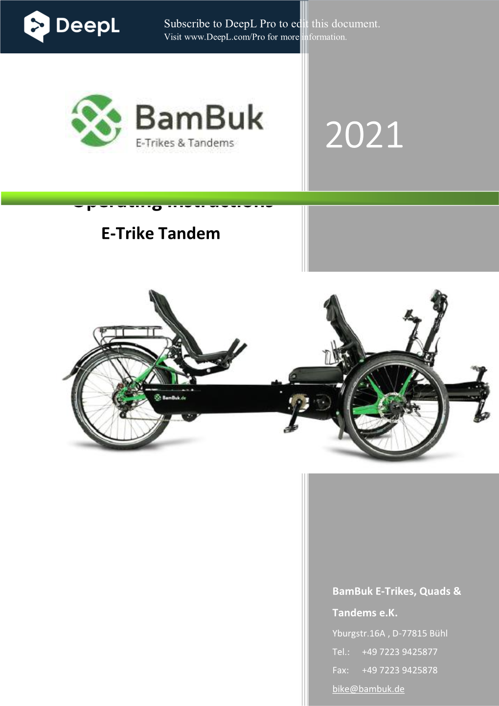 Bambuk E-Trikes, Quads &