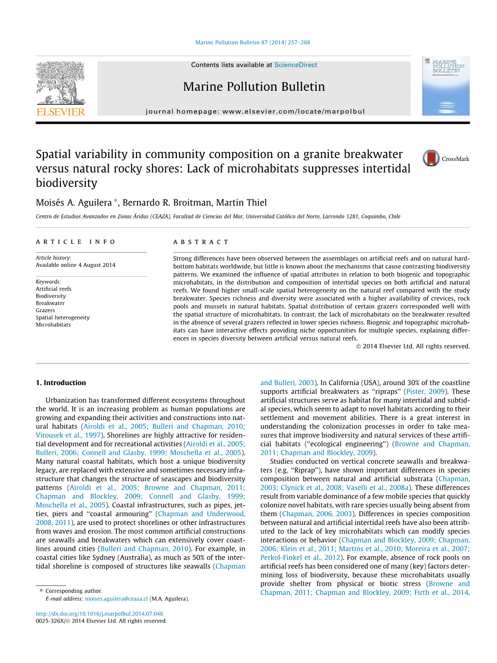 Lack of Microhabitats Suppresses Intertidal Biodiversity ⇑ Moisés A